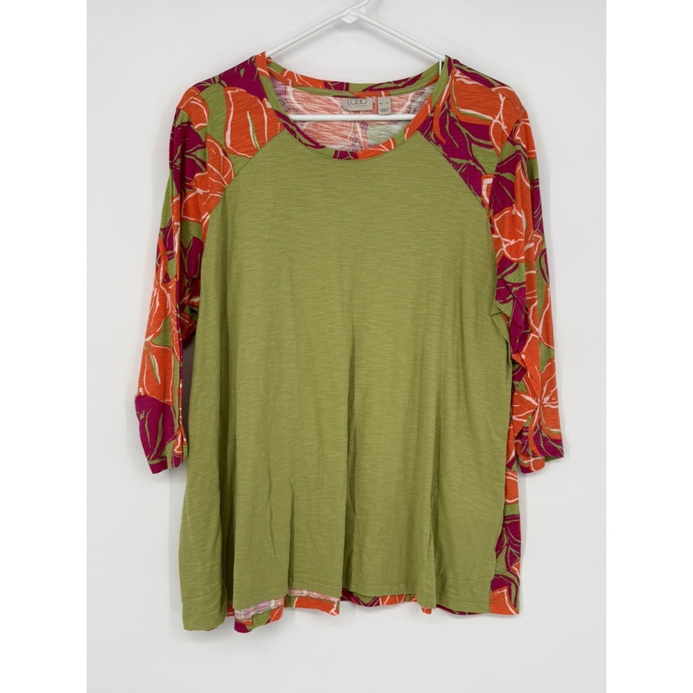 LOGO Lori Goldstein Women's 3/4 Sleeve Top w/Pockets XL